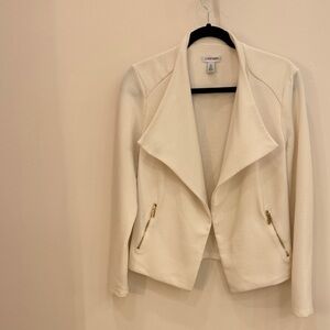 Calvin Klein Cream Blazer with Gold Zippers